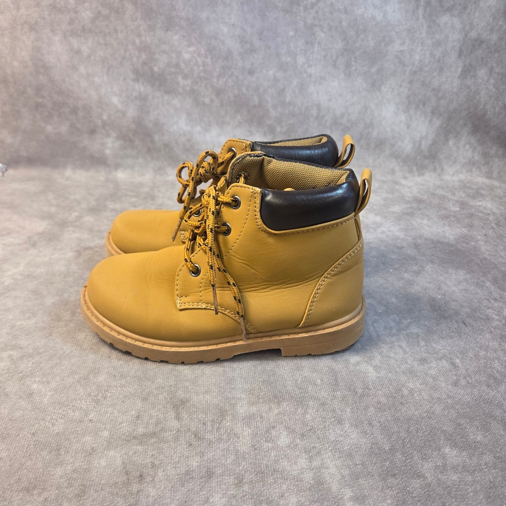 Unbranded Kids Wheat Lace Up Work Boots Size 12 Tan Brown Padded Collar